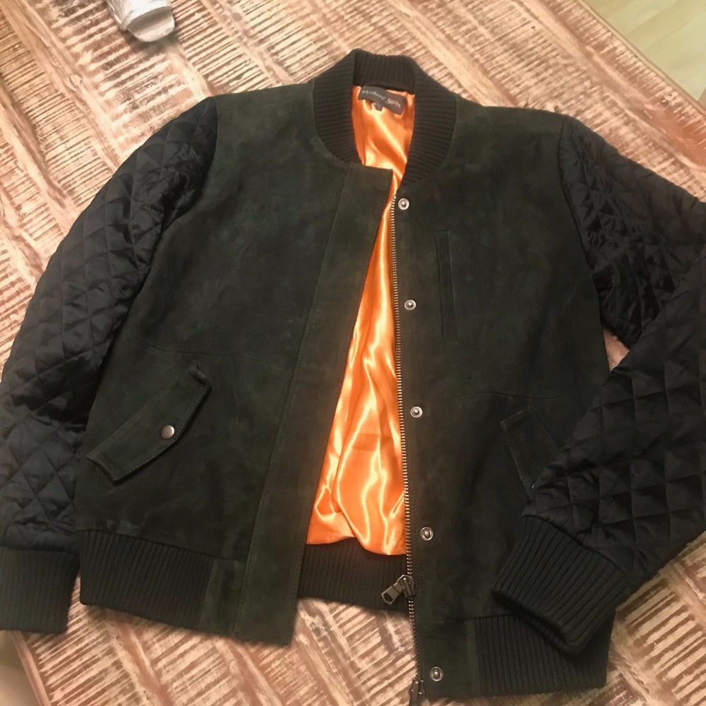 Michael Stars suede bomber jacket- Green